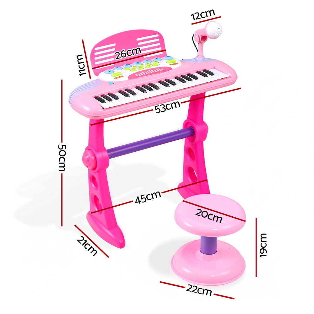 Keezi Kids Piano Keyboard 37 Keys Electronic Musical Instrument Set w/ Stool Microphone