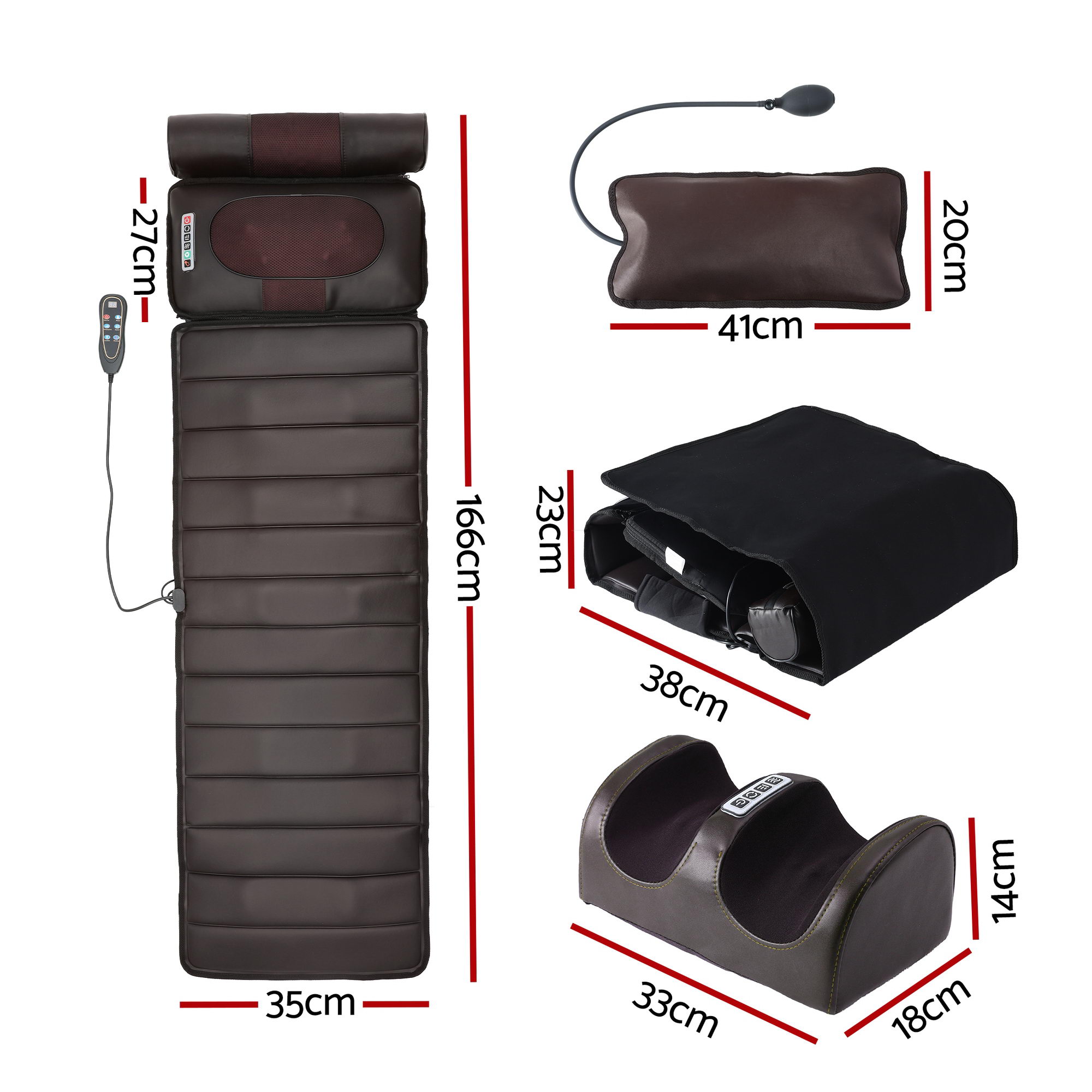 Livemor Massage Mat Kneading Neck Foot Massager Heated Vibration Airbag Mattress