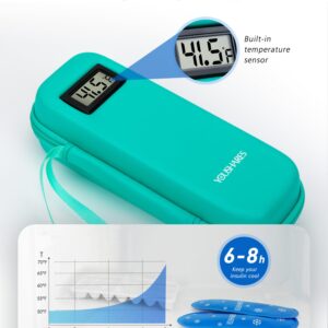 Portable Insulin Cooler Case with Digital Temperature Display – Travel Insulin Storage Bag with 2 TSA Ice Packs, Diabetes Supplies Organizer (Green)
