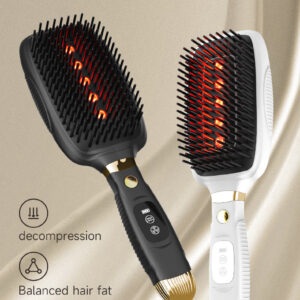 Black Advanced 3-in-1 Scalp & Hair Care Massage Comb - Red Light Therapy, EMS Microcurrent & Vibration for Healthy Hair Growth