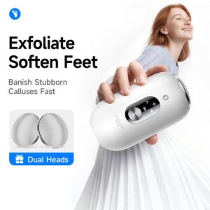 White 2-in-1 Electric Foot Care Device – Cordless Callus Remover & Skin Polisher with Dual Heads