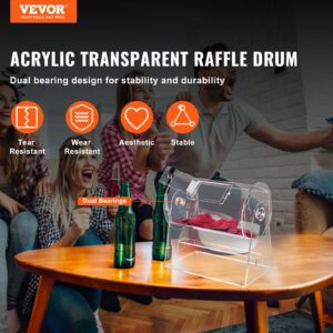 Acrylic Raffle Drum, Holds 2500 Tickets or 100 Raffle Balls, Professional Raffle Ticket Spinning Cage with 2 Keys, Transparent Lottery Spinning Drawing, Raffle Ticket Box for Lottery Games Bingo