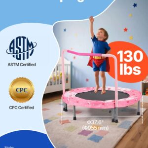 36" Kids Trampoline, 3FT Indoor Outdoor Trampoline, Foldable Mini Trampoline with Handle, Rebounder Trampoline for Toddlers, Birthday Gift for 3+ Years Children, Boys Girls for Fun, Red